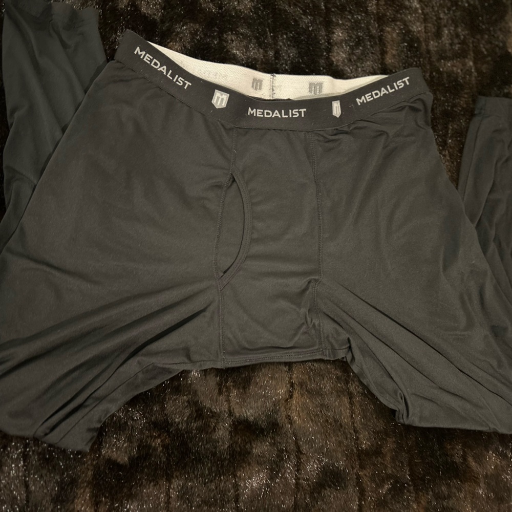 Medalist Men’s Thermal Long Underwear Pants XL Black Base Layer Stretch